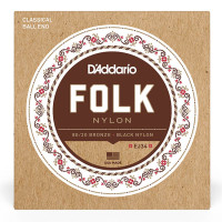 D'ADDARIO EJ34 FOLK NYLON 80/20 Bronze Ball End Black D'ADDARIO EJ34 FOLK NYLON 80/20 Bronze Ball End Black